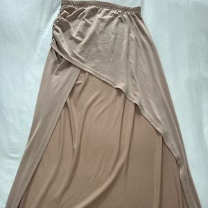 SHEIN small open front asymmetrical maxi skirt. Dusty pink color.